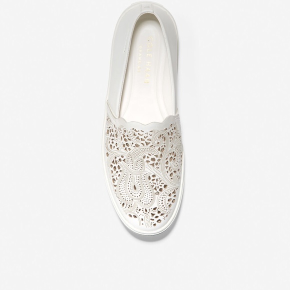 Cole Haan GrandPrø Spectator Laser White Leather Sneaker Low-Top Pull On Flats 9 - Picture 3 of 15